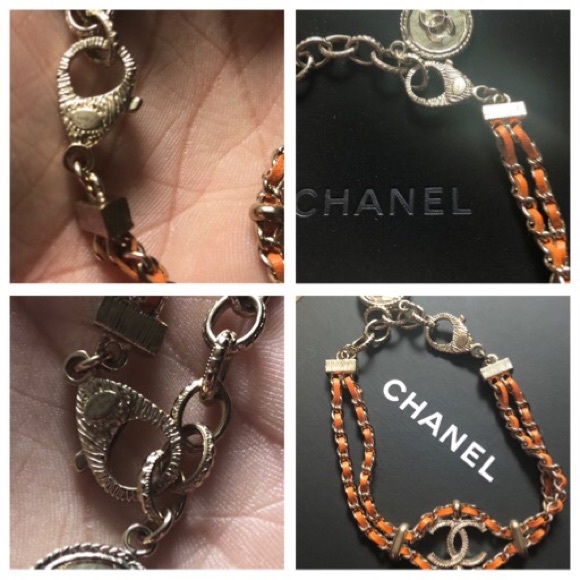 CHANEL-AUTHENTIC RARE VTG Leather/Metal BRACELET - Picture 9 of 16